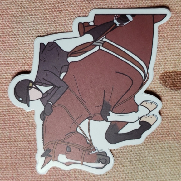 (M) English Horse Rider Sticker English Saddle Sticker Horse Show Brown Horse - Picture 1 of 4
